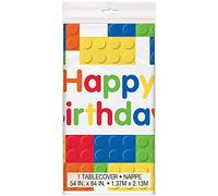 Unique Party 58233 - Tovaglia di Plastica - 2,13 m x 1,37 m - Festa di Compleanno a Tema Costruzioni