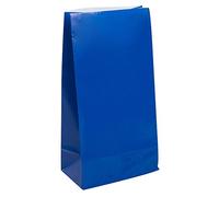 Unique- Gift Bags Set di 12 Nessun Carattere Soggetto Buste di Regalo, Tinta Unita, Blu (Reale), 12er-Pack, 59004
