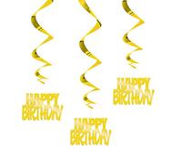 Unique Party 62941 - Decorazioni di Compleanno a Spirale da Appendere - 81 cm - "Happy Birthday" - Foil d'Oro - Confezione da 3