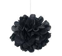 Unique Party 64220 - Pompon Piccoli di Carta Velina - 23 cm - Nero - Confezione da 3