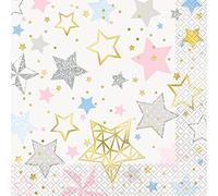 Unique- Tovaglioli di Carta-16,5 cm Twinkle Little Star Baby Shower-Confezione da 16, Multicolore, 72412