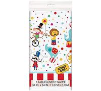 Unique Party 72473 Carnival Circus party tovaglia di plastica, 1.37 m x 2.13 m