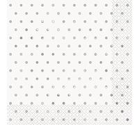 Unique Party 72562 - Tovaglioli di Carta a Pois - 16,5 cm - Design Elegante Argento Lamina - Confezione da 16