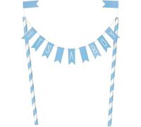 Unique- Topper per Torta con bandierine per Baby Shower, Blu, 1 pz. Decorazione Stamina Cuori, Blue, 73390