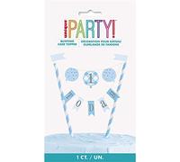 Unique Party 74954 - Topper per Torta Bunting Primo Compleanno a Quadretti Blu