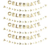 Unique Party 76043 - Ghirlande di Carta - Foil d'Oro "Celebrate" e Ghirlande Triangolari - Set di 2