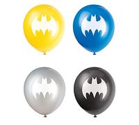 Unique Latex Balloons-12 | Assorted PCS. Palloncini Compleanno in Lattice-30 cm-Festa di Batman-Confezione da 8, Gomma, Multicolour