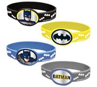 Unique- Rubber Bracelets | Assorted | Batman | 4 PCS Bomboniere-Braccialetti in Silicone Confezione da 4, Multicolore, 77531