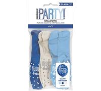 Unique Party 83393 - Palloncini Compleanno in Lattice - 30 cm - Compleanno Glitz Blu e Argento - Confezione da 6