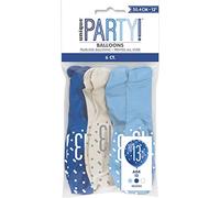 Unique Party 83394 - Palloncini in Lattice per il 13° Compleanno - 30 cm - Compleanno Glitz Blu e Argento - Confezione da 6