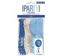 Unique Party 83396 - Palloncini in Lattice per il 18° Compleanno - 30 cm - Compleanno Glitz Blu e Argento - Confezione da 8