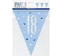 Unique Party 83437 - Striscione per Bandierine del 18° Compleanno - 2,74 m - Compleanno Glitz Blu e Argento