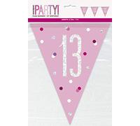 Unique Party 83448 - Striscione per Bandierine del 13° Compleanno - 2,74 m - Compleanno Glitz Rosa e Argento