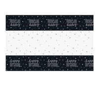 Unique Party 83583 - Tovaglia in Plastica - 2,13 m x 1,37 m - Compleanno Glitz Nero e Argento