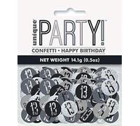 Unique Party 83822 - Coriandoli per il 13° Compleanno - 14 g - Compleanno Glitz Nero e Argento