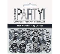 Unique Party 83826 - Coriandoli per il 30° Compleanno - 14 g - Compleanno Glitz Nero e Argento