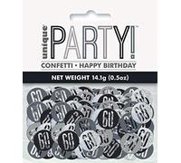 Unique Party 83829 - Coriandoli per il 60° Compleanno - 14 g - Compleanno Glitz Nero e Argento