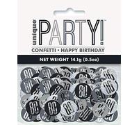 Unique Party 83831 - Coriandoli per il 80° Compleanno - 14 g - Compleanno Glitz Nero e Argento