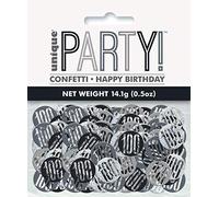 Unique Party 83833 - Coriandoli per il 100° Compleanno - 14 g - Compleanno Glitz Nero e Argento