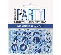 Unique Party 83840 - Coriandoli per il 40° Compleanno - 14 g - Compleanno Glitz Blu e Argento