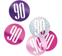 Unique Party 83858 - Coriandoli per il 90° Compleanno - 14 g - Compleanno Glitz Rosa e Argento