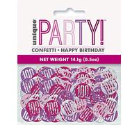 Unique Party 83859 - Coriandoli per il 100° Compleanno - 14 g - Compleanno Glitz Rosa e Argento