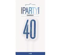 Unique Party 83881 - Candela per il 40° Compleanno - Compleanno Glitz Blu e Argento