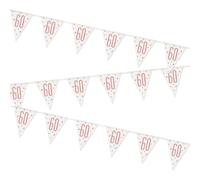 Unique Party 84843 - Striscione per Bandierine del 60° Compleanno - 2,74 m - Compleanno Glitz Oro Rosa