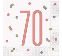 Unique Party 84887 - Tovaglioli di Carta - Numero 80-16,5 cm - Compleanno Glitz Oro Rosa - Confezione da 25