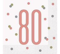 Unique Party 84888 - Tovaglioli di Carta - Numero 90-16,5 cm - Compleanno Glitz Oro Rosa - Confezione da 26