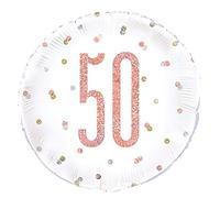 Unique Party 84904 - Palloncino Compleanno - 45 cm - 50° Compleanno - Compleanno Glitz Oro Rosa