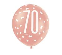 Unique Party 84922 - Palloncini in Lattice per il 70° Compleanno - 30 cm - Compleanno Glitz Oro Rosa - Confezione da 14