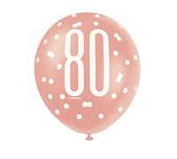 Unique Party 84923 - Palloncini in Lattice per il 80° Compleanno - 30 cm - Compleanno Glitz Oro Rosa - Confezione da 15