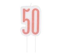 Unique Party 84986 - Candela per il 50° Compleanno - Compleanno Glitz Oro Rosa
