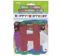 Unique Party 90300 - Striscione da 1.4m con Glitter "Happy Birthday"