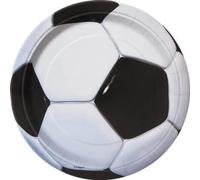 Unique Party Calcio - Piatti per Feste, 23 cm, Bianco e Nero, 27305
