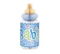 Unique Party - Decorazione a Nido d'Ape a forma di Biberon - Centrotavola Battesimo - Azzurro Blu