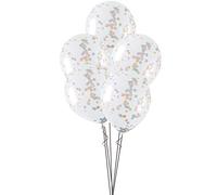 Unique- Palloncini Coriandoli-40 cm-Coriandoli Stella Rosa, Blu e Oro-Confezione da 5, Blue, Taglia Unica, 72425