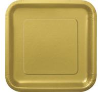 Unique Party- Piatti per Feste, 18 cm, 16 Pezzi, Dorato (Gold), 7-Inch, 33240