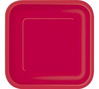 Unique Party- Piatti per Feste, 18 cm, 16 Pezzi, Tinta Unita, Rosso (Red), 7", 31502
