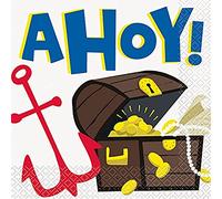 Unique Party- Pirate Party Luncheon Napkins | 16 PCS. Tovaglioli per Feste pz, Multicolore, 78412