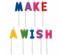 Unique Party Rainbow 19977 - Set di 9 candele per compleanno, motivo: "Make a Wish", 7 cm