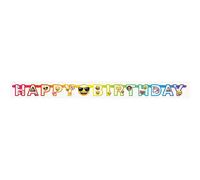 Unique- Happy Birthday Banner | Paper | Emoji | 1 Pc Striscione con Lettere di Compleanno-1,82 m-Festa a Tema Arcobaleno, Multicolore, Taglia Unica, 50948