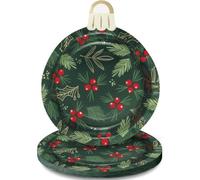 Unique Piatti a forma di agrifoglio, 21 cm (confezione da 8), con stampa in alluminio, perfetti per feste e celebrazioni natalizie