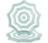 Unique Piatti da dessert in carta stampata a forma di ombrello a bordo piscina blu e oro, 21 cm (confezione da 8), design elegante, perfetti per feste estive e riunioni a bordo piscina