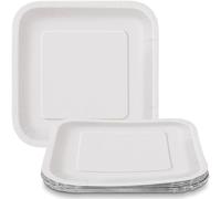 Unique Piatti di carta quadrati da dessert, 17,8 cm, bianco, 12 pezzi