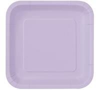 Unique- Piatti Ecologici Quadrati di Carta-23 cm-Colore Lavanda-Confezione da 14, Lavender, Pack of 14, 31366EU