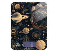 Unique Planet Stars Black and Gold Simple Line - Bilancia impermeabile per alimenti, 5 kg/5 g, peso digitale con 4 unità per preparare i pasti e spezie da forno (batterie non incluse)