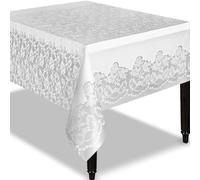 Unique Plastic Tablecover Rectangle Tovaglia Plastificata, Bianca Ricamo, 110.2 x 54 inch (Rectangular)