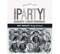 Unique- Prismatic 70th Birthday Confetti, 5 oz 1 Pack Coriandoli Compleanno-14 g-Compleanno Glitz Nero e Argento, Black & Silver, Age 70, 83830